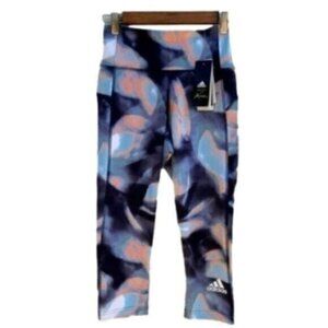 Adidas x Zoe Saldana Feelbrilliant Aeroready Capri High Rise Leggings New